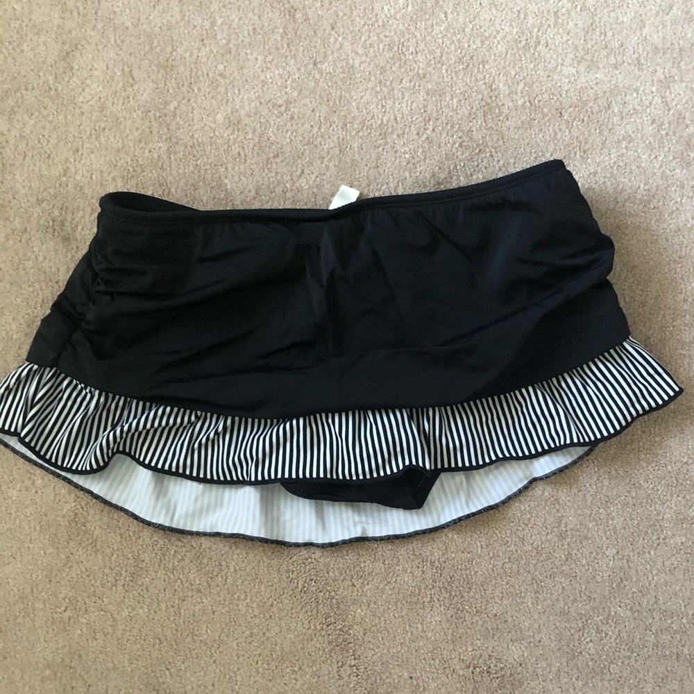 Black Bikini Skirt w/ Striped Ruffle
